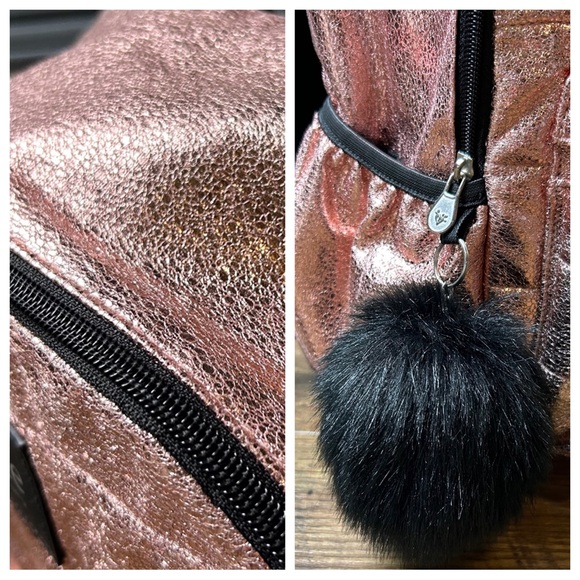 Justice Quilted Metallic Rose Gold Backpack - Picture 10 of 12